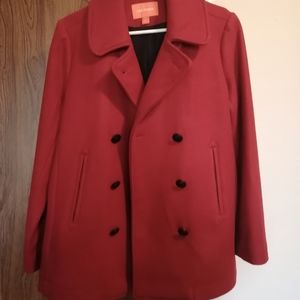 Red wool peacoat
